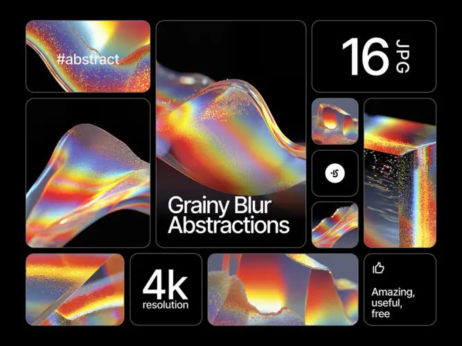 16款4K高清彩虹渐变金粉玻璃特写科幻抽象艺术背景底纹图片素材 Glass Aberrations Abstractions