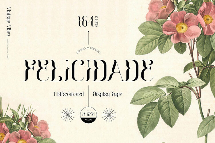 复古经典奢侈品牌广告海报画册封面标题衬线英文字体包 Felicidade – Victorian Font