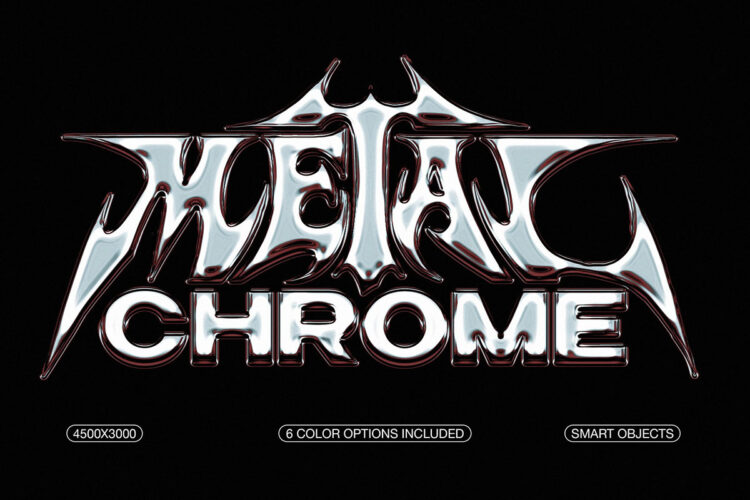 金属潮流摇滚镀铬文字徽标效果ps特效样机素材模板 Metal Chrome Text & Logo Effect