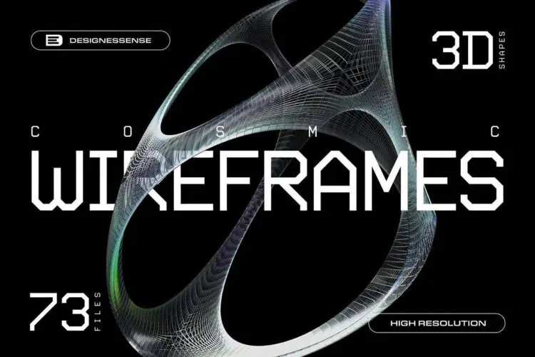 73款3D立体抽象艺术线框网格科技海报背景底纹webp免抠图片素材 3D Chrome Wireframes