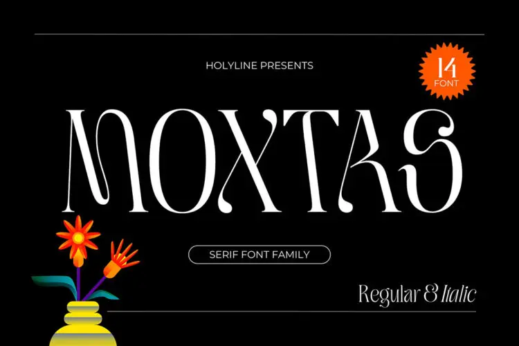 14款Moxtas复古创意时尚广告海报封面标题艺术衬线英文字体家族 Moxtas – Modern Branding Type Family