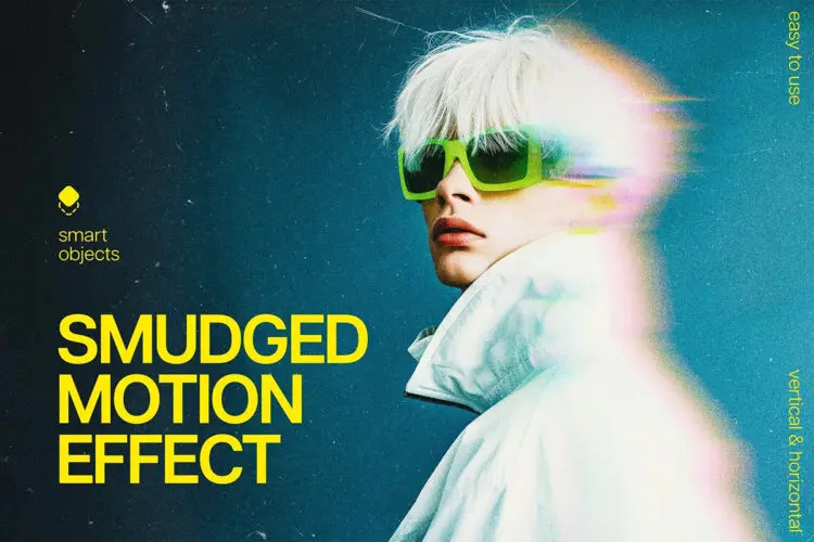 复古潮流街头艺术动感模糊拖影颗粒噪点做旧人像照片后期ps特效 Smudged Motion Photo Effect