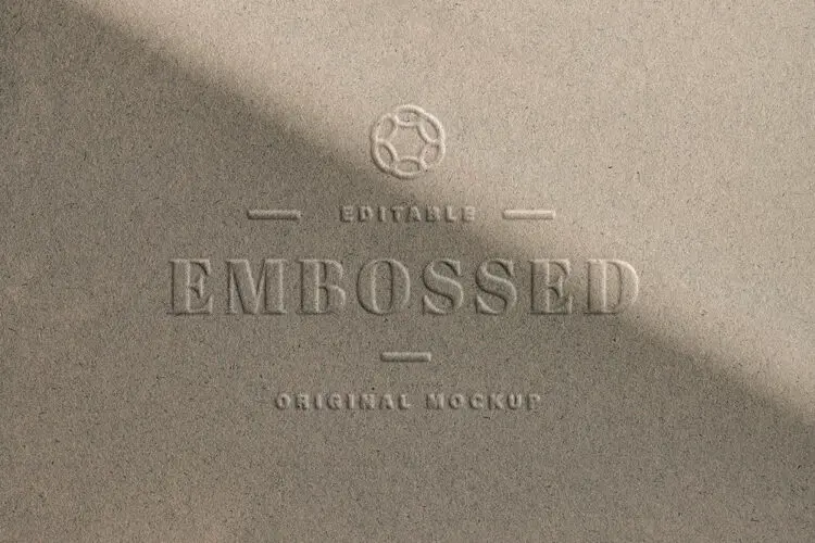 压花压印浮雕文本字母标题ps特效样机素材预设模板 Embossed Paper Mockup