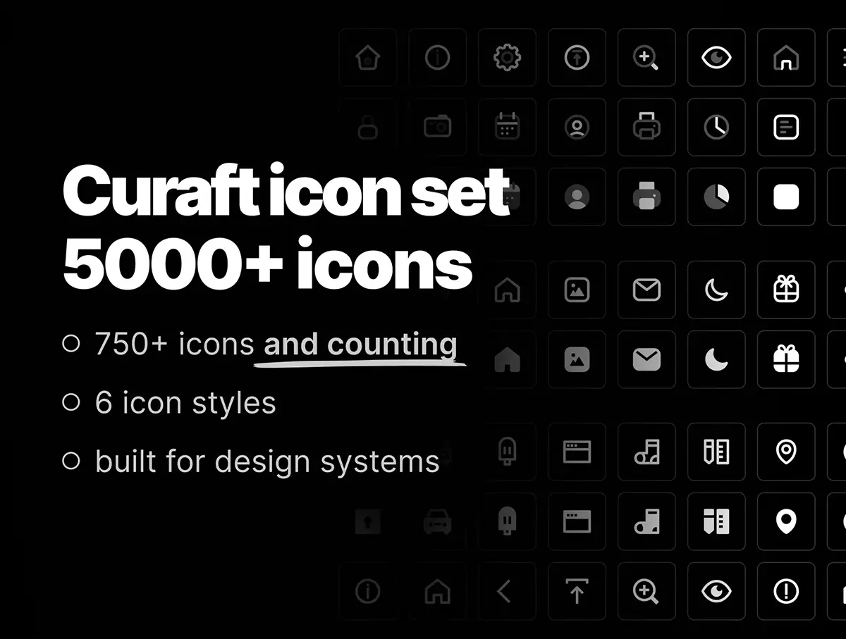 5000款全套常用网页小程序后台App网站设计行业icon图标素材合集 Curaft Icon Set ･ Full pack