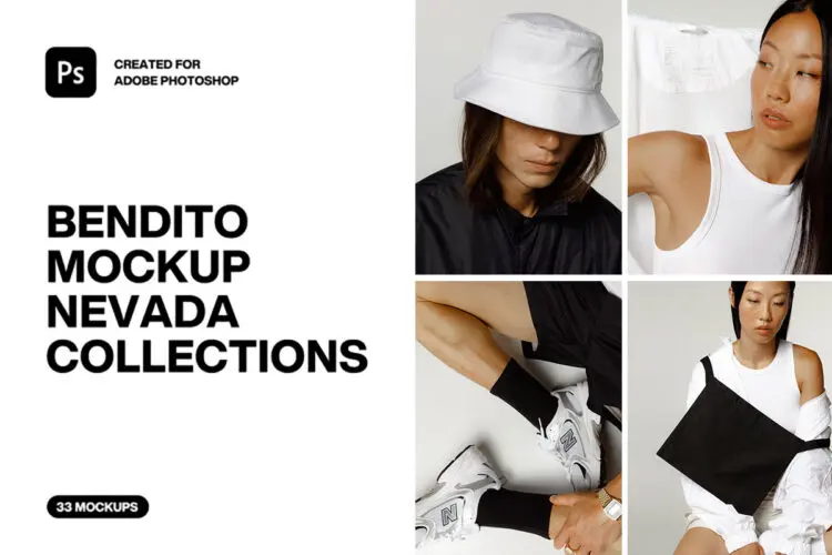 33款网红模特上衣帽子外套袜子潮牌服装设计展示效果图ps样机合集 Nevada Collections