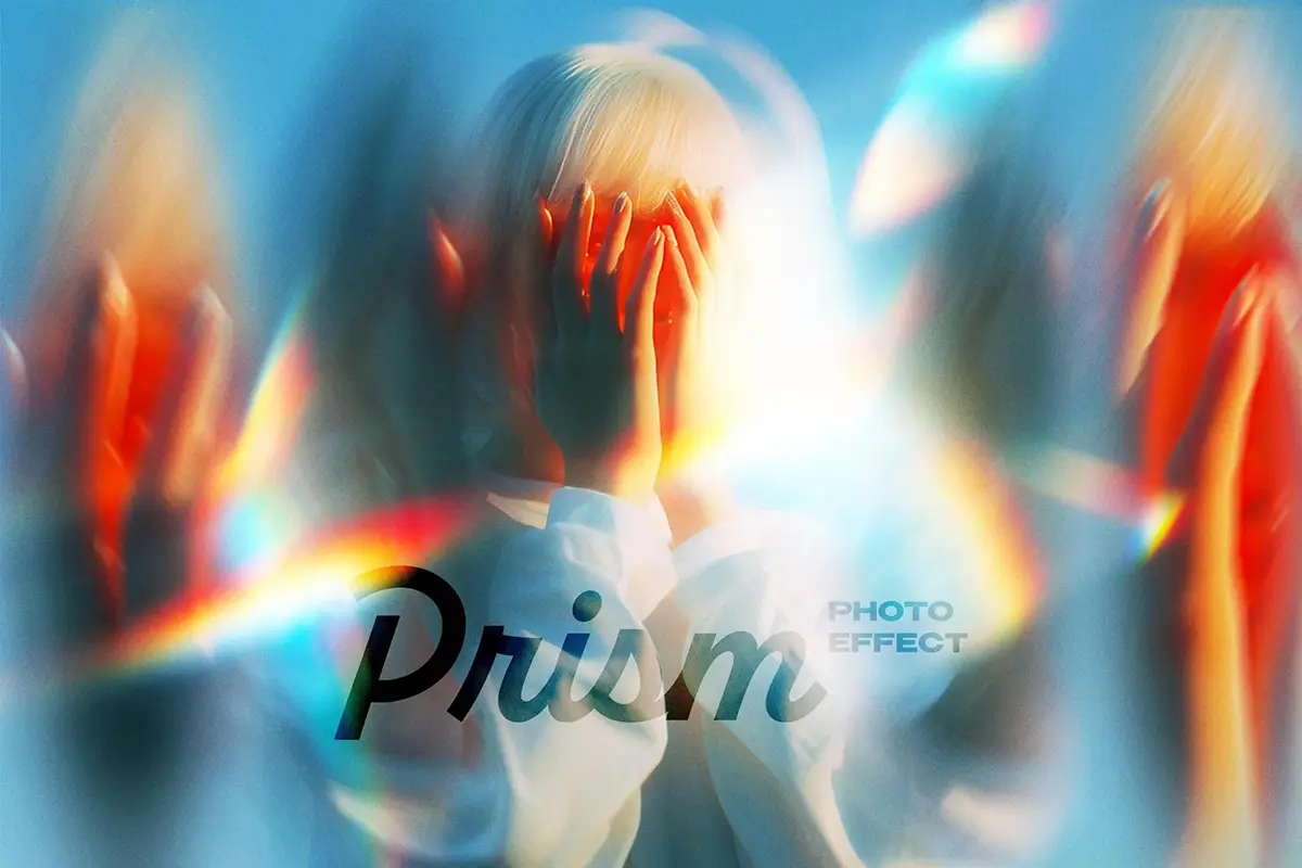虹光折射棱镜漏光图像照片滤镜ps特效样机素材预设模板 Ethereal Prism Photo Effect