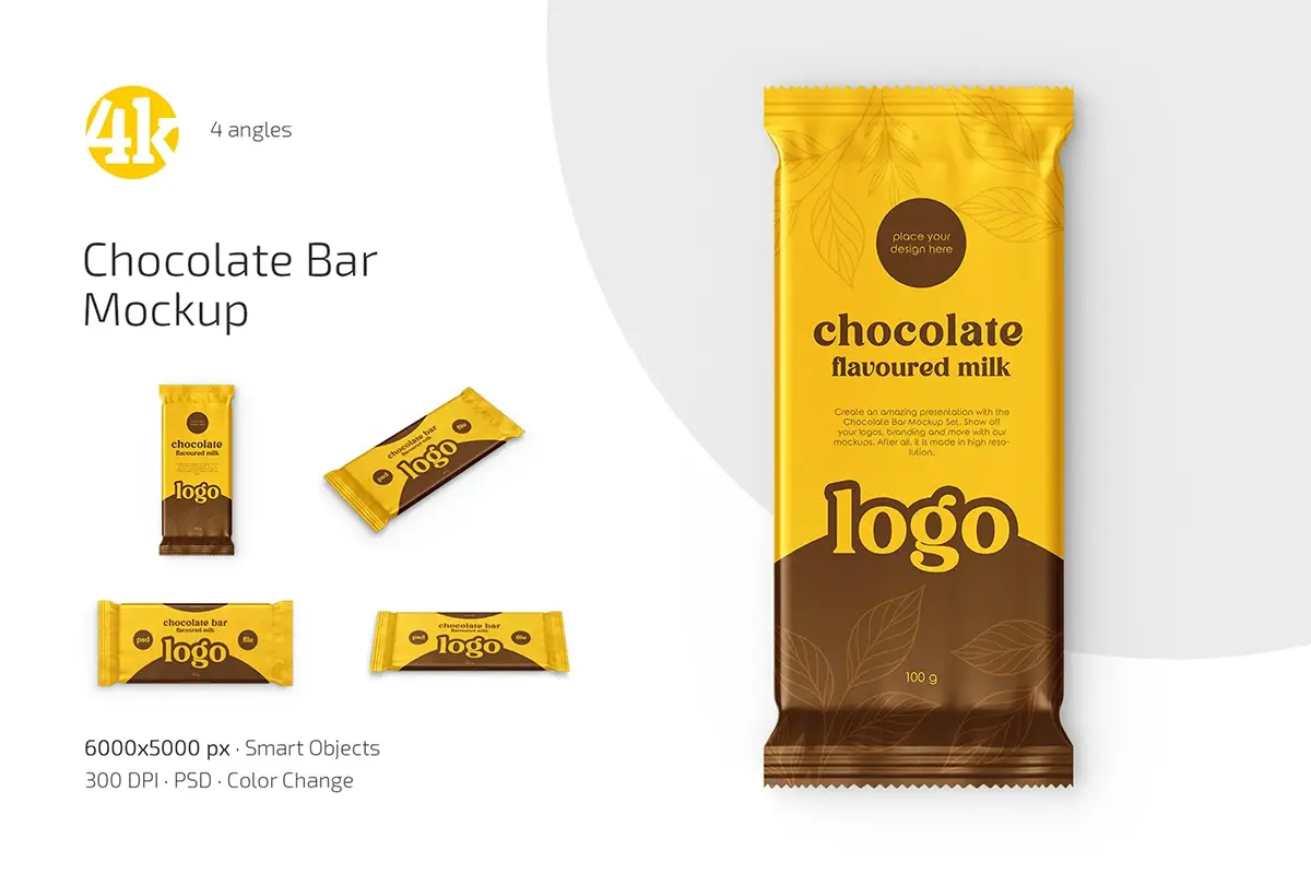 巧克力包装模型品牌logo标识设计贴图psd样机素材 Chocolate Bar Mockup Set