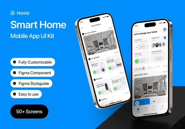 简洁现代化在线智能家居移动的应用程序 UI 套件 Homiz – Smart Home Mobile App UI Kit