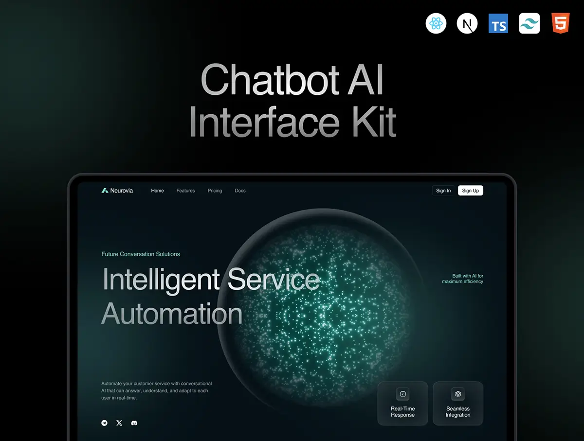 简单的聊天机器人 AI 网站HTML React + Tailwind源码文件 Neurovia – Coded Chatbot AI Website