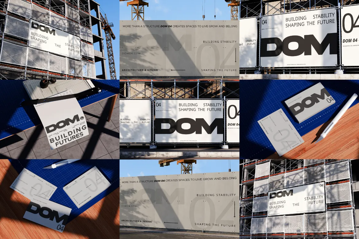 10款国外城市街头工地围挡海报广告牌名片单页设计展示效果图PSD样机模板 Architect and Construction Mockup