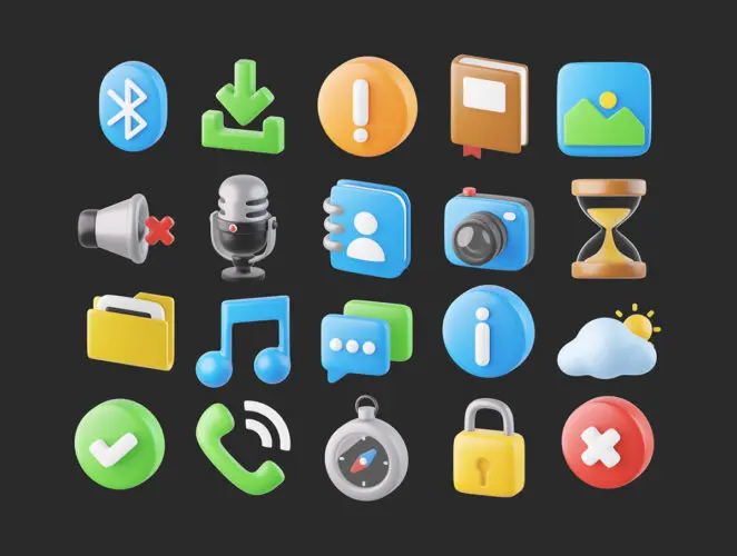 50款风格化网站app ui界面设计3d立体图标icons设计素材 User Interface 3D Icons