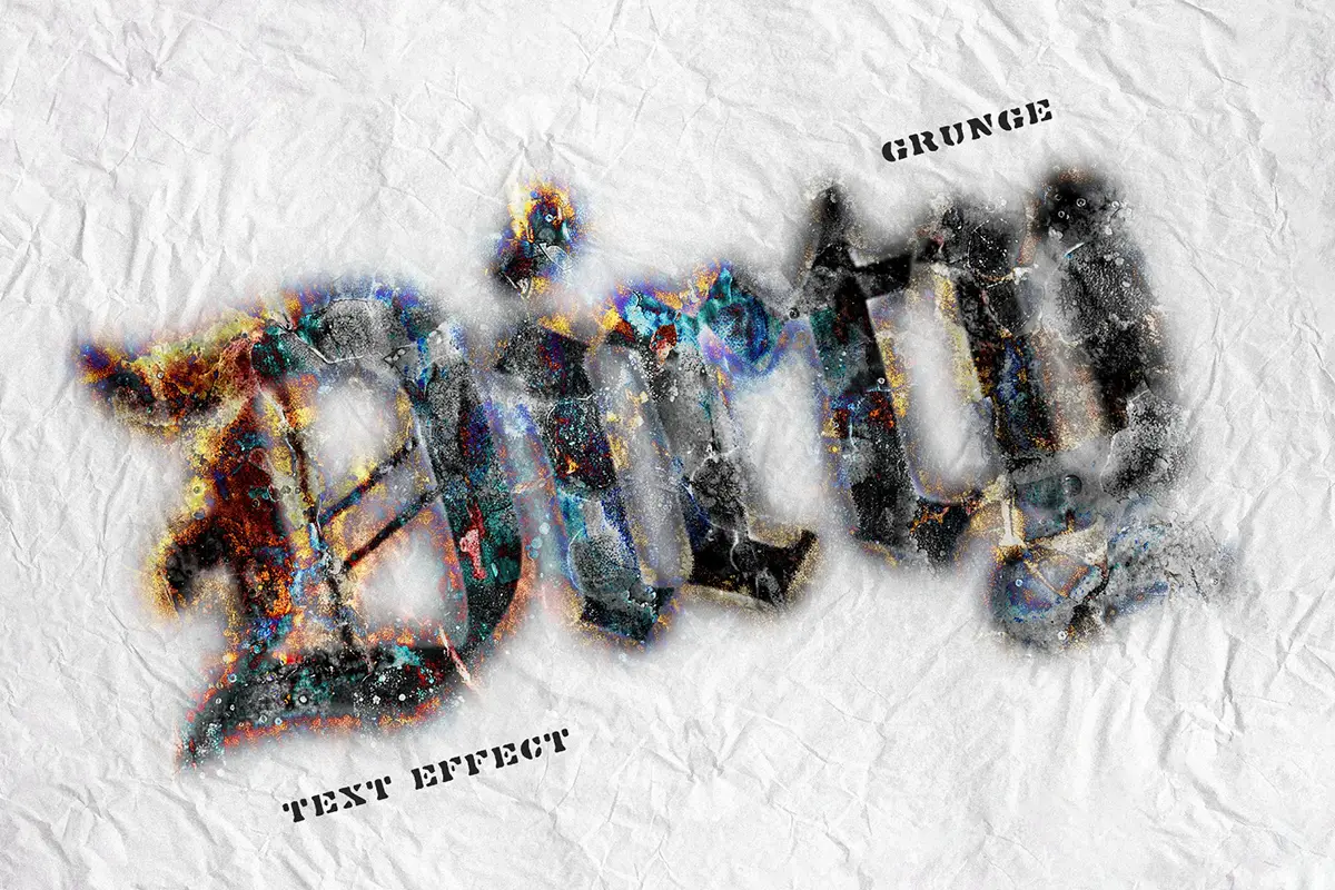 脏污粗犷文本字母ps特效样机素材预设模板 Dirty Grunge Text Effect
