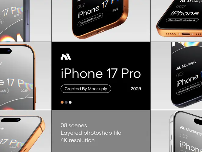 8款UI设计局部细节特写展示iPhone 17手机效果图ps样机素材 iPhone 17 Pro 002 Mockups