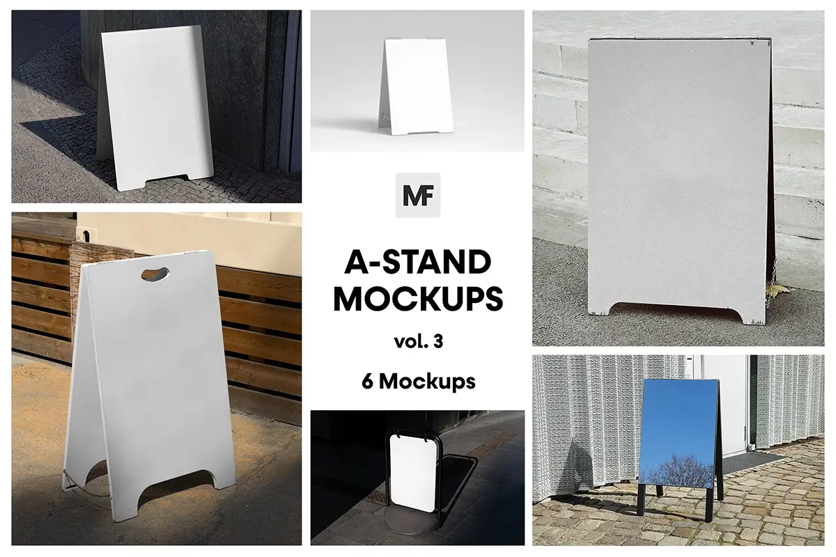 6款A型展板展架模型海报广告展示设计贴图ps样机素材模板 A-Stand Mockups vol.2 – Advertising