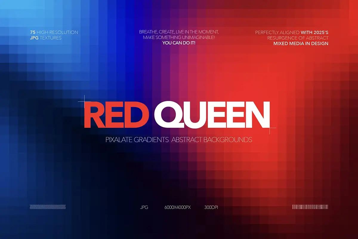 75种抽象渐变马赛克时尚经典像素纹理背景设计素材 Red Queen — Pixalate Gradients