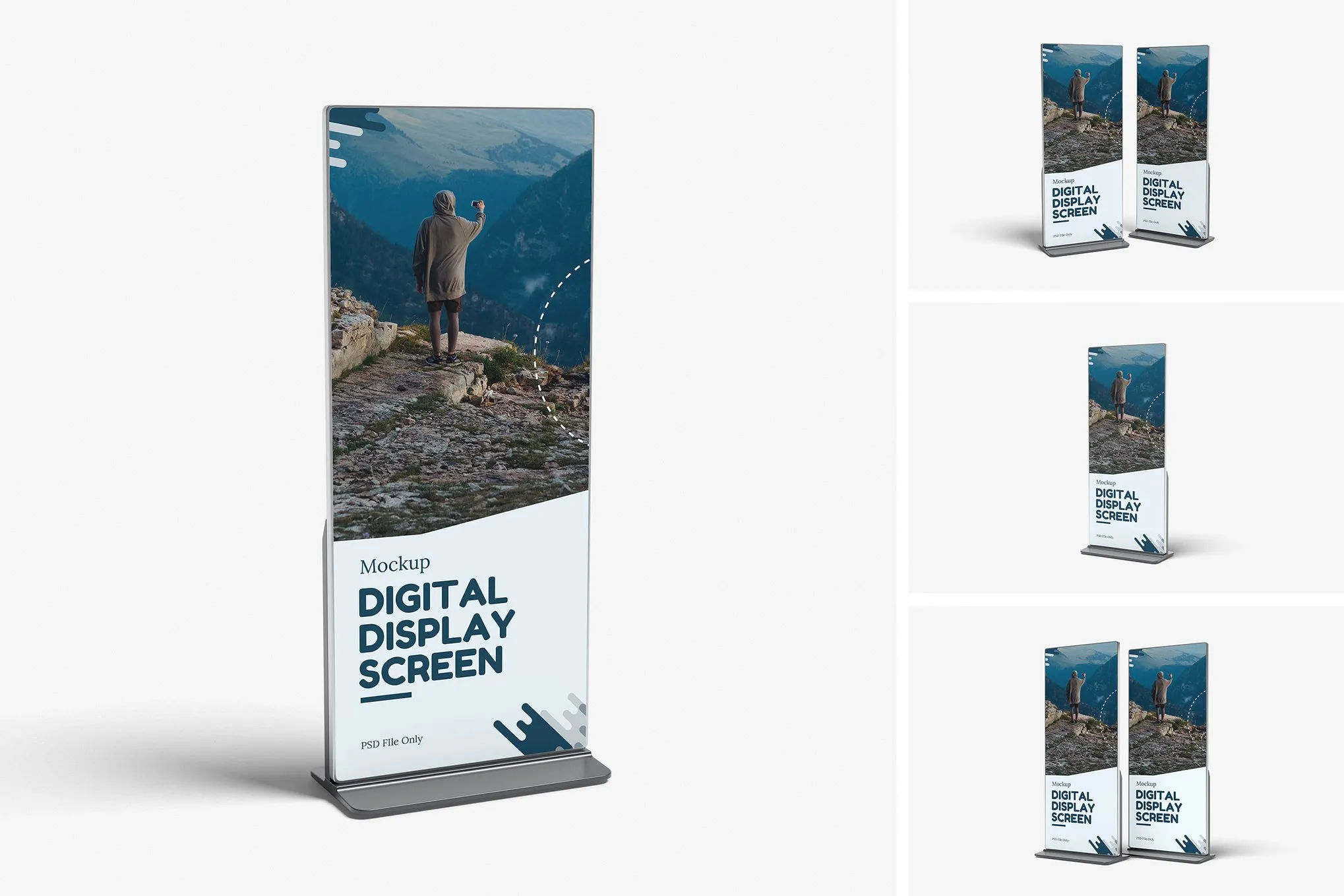 易拉宝横幅海报广告模型展示设计贴图ps样机素材 Digital Display Screen Mockup