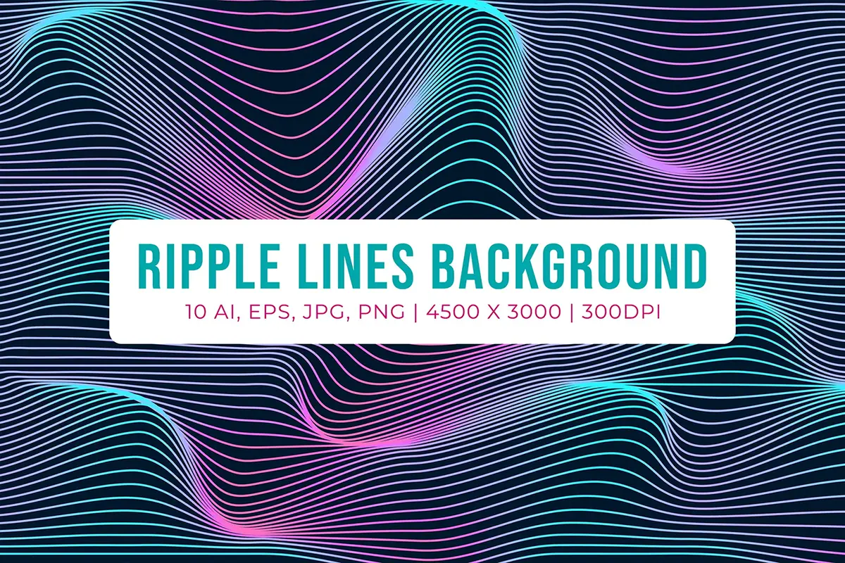 10款波浪波纹渐变网络线条纹理背景图片矢量素材 10 Gradient Ripple Lines Backgrounds 12