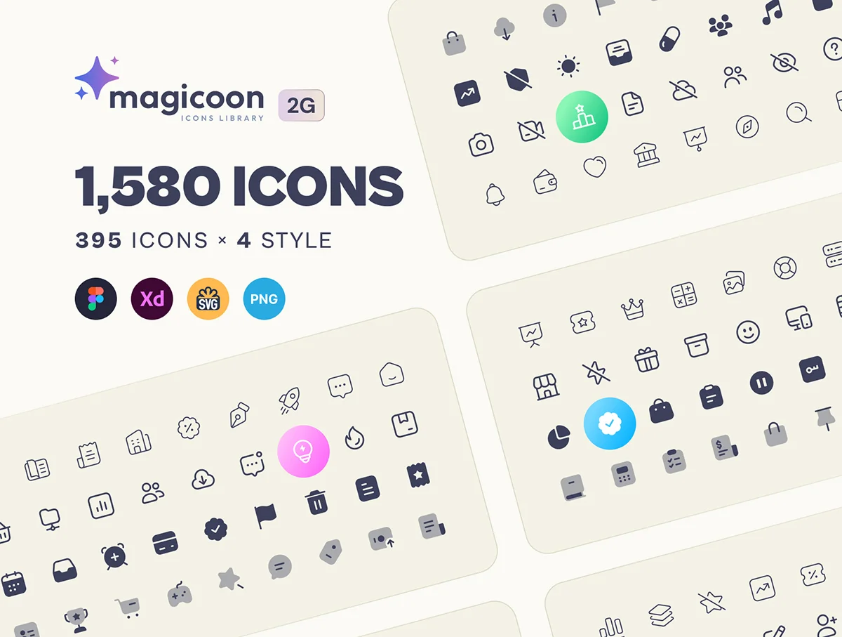 1580个互联网UI小图标app应用网页icon设计素材 magicoon 2G – Essential UI Icons Set