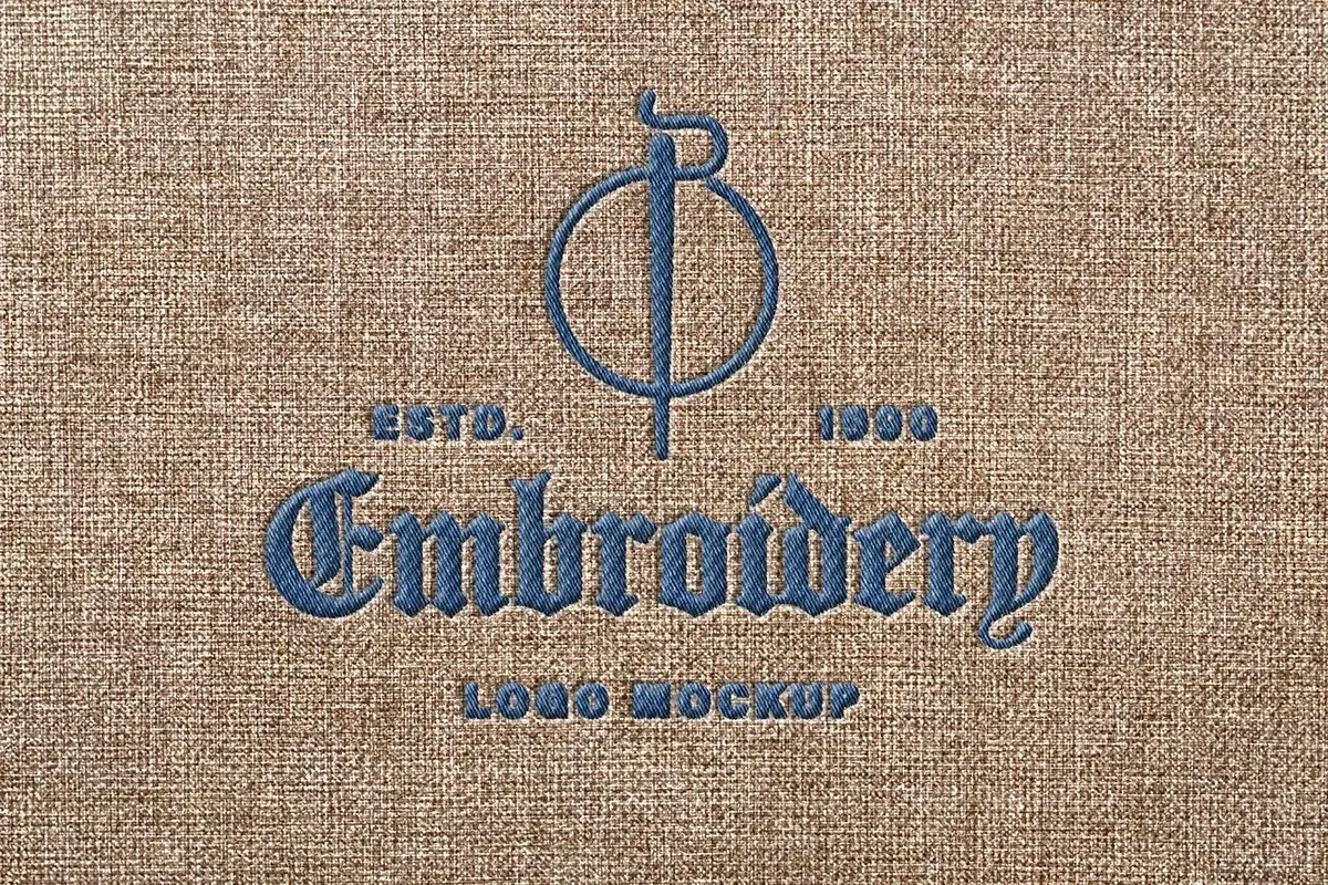 服装织物刺绣logo图案设计贴图ps样机国外设计素材 Realistic Embroidery Logo Mockup