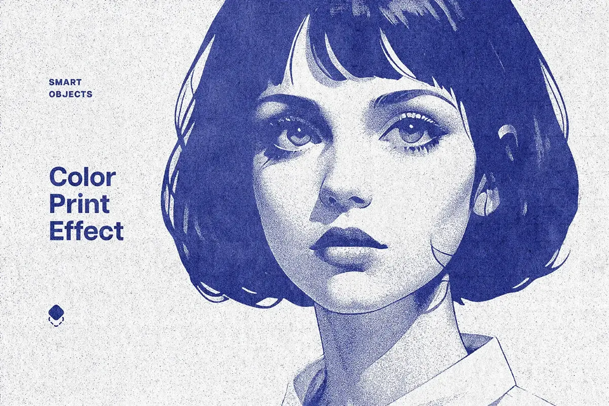 复古单色油印手作Riso印刷粗糙做旧动漫插画后期ps特效样机模板 Color Risoprint Photo Effect