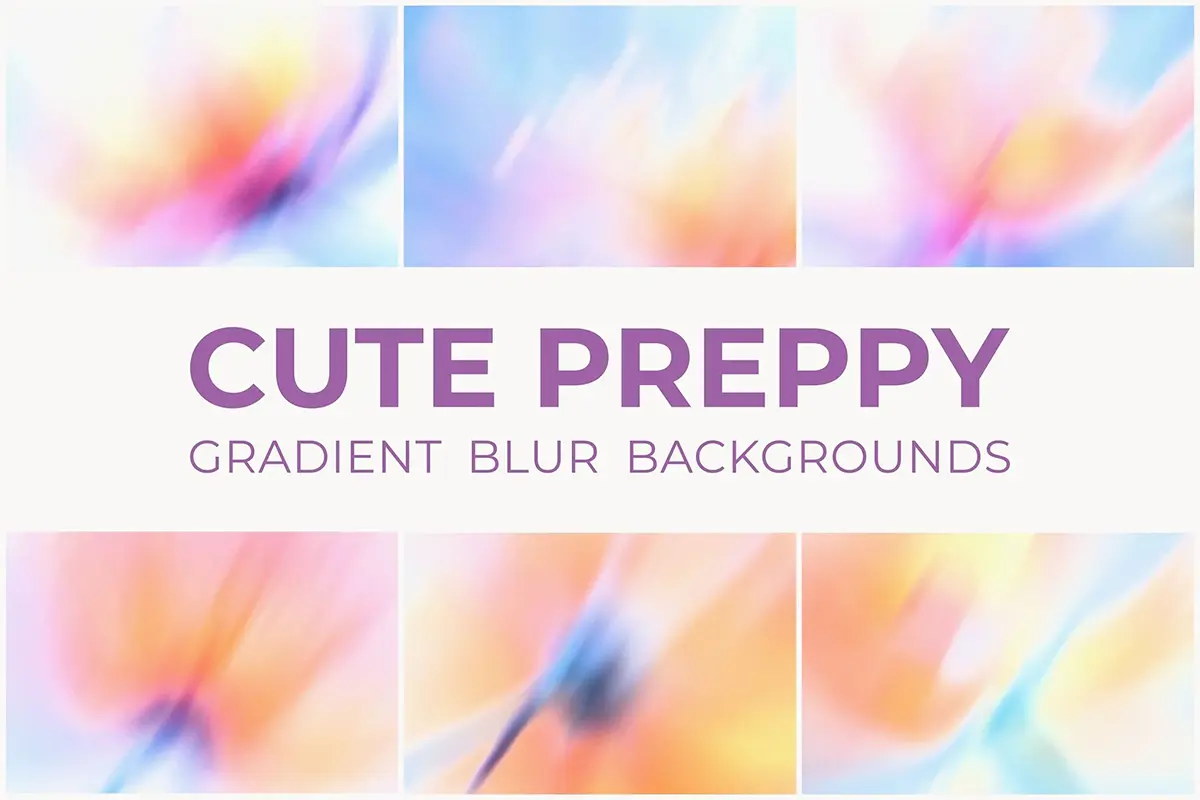 20款多彩缤纷抽象艺术模糊粉彩渐变背景图片设计素材 20 Cute Preppy Gradient Blur Backgrounds