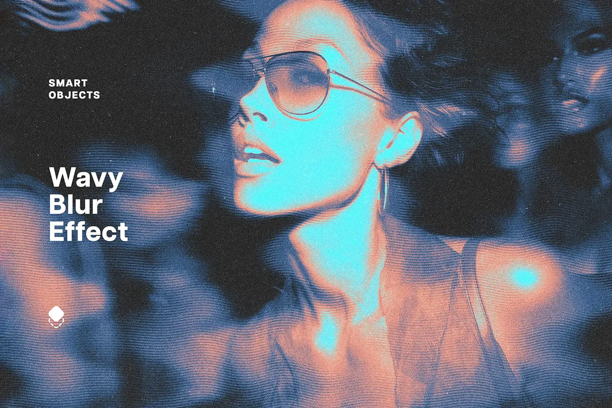 扭曲波浪模糊灵动梦幻照片图像滤镜ps特效样机素材模板 Wavy Blur Photo Effect