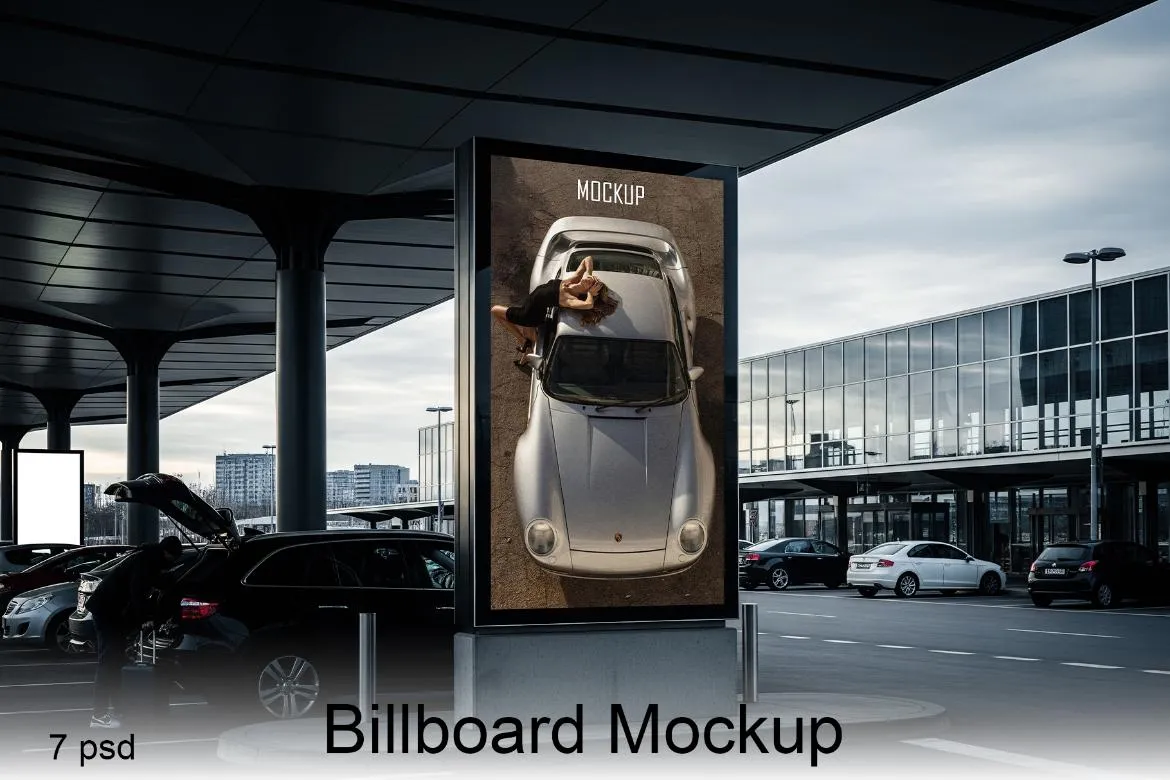 7款街拍地铁车站商场过道广告牌海报设计作品展示效果图ps样机 Billboard Mockup