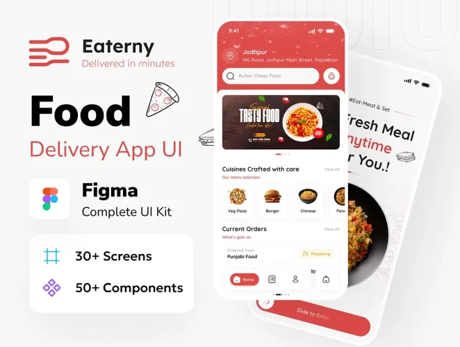 多供应商食品配送应用 UI 套件 Eaterny – Food Delivery App UI Kit