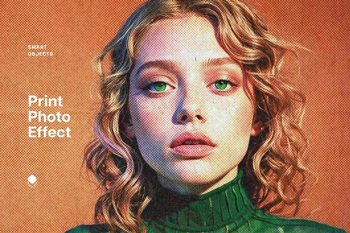 复古半调印刷扫描照片图像滤镜ps特效预设模板 Retro Printed Photo Effect