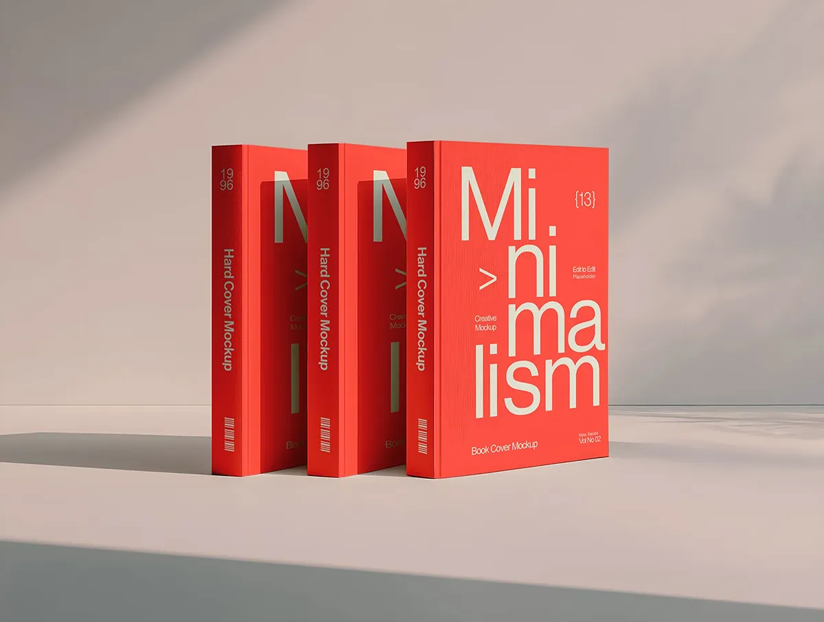 逼真的硬书封面模型套装 Realistic Hard Book Cover Mockup Set – 12 Scene