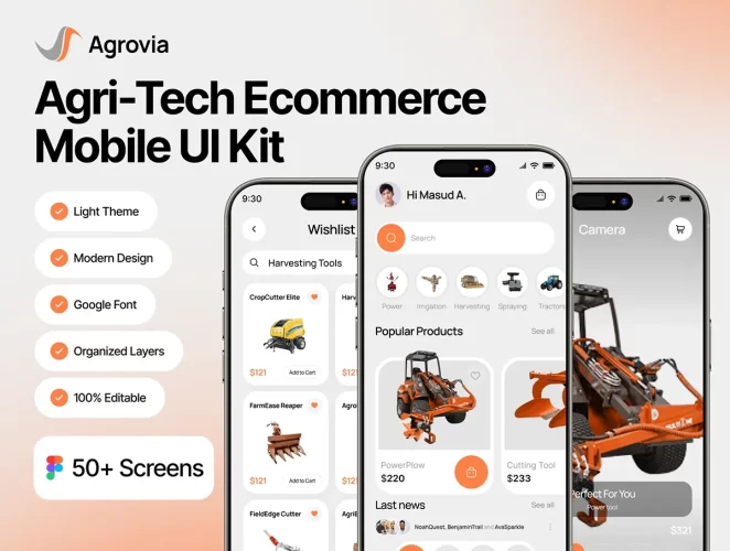 农业科技电子商务移动 UI 套件 Agri-Tech Ecommerce Mobile UI Kit – Agrovia