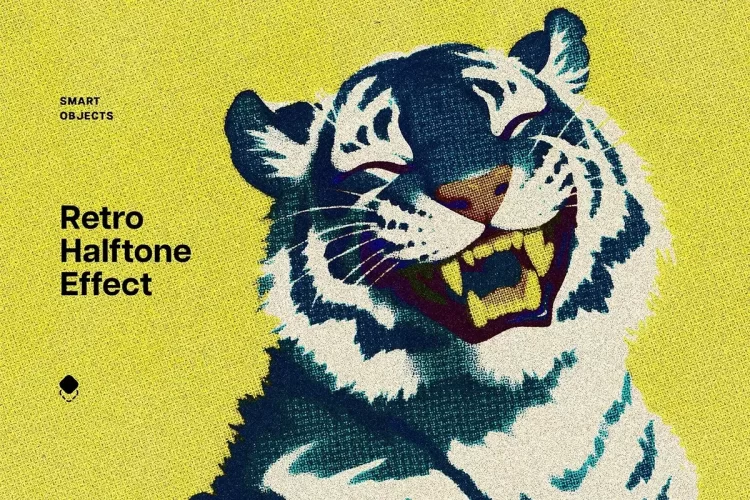 复古半调颗粒纹理照片图像滤镜ps特效预设模板 Retro Halftone Design Effect