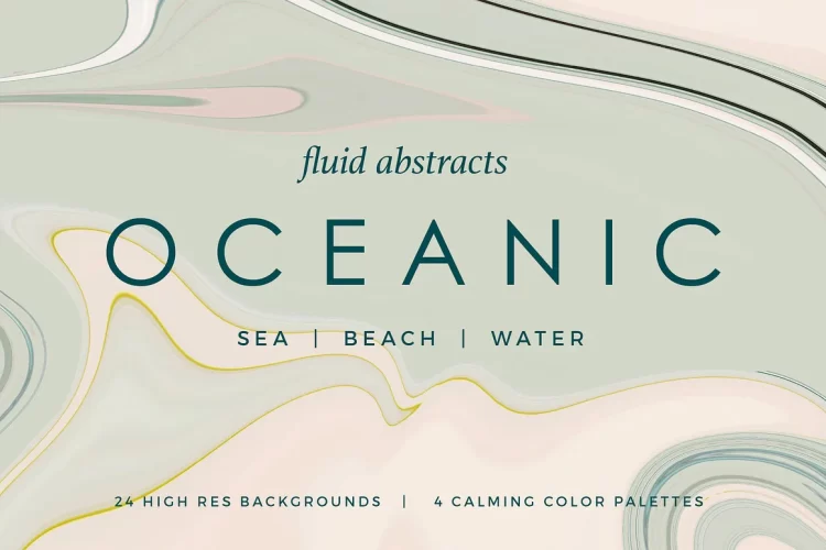 24款现代极简中性海洋波浪流体扭曲抽象艺术液态背景底纹图片素材 Oceanic swirl abstract backgrounds