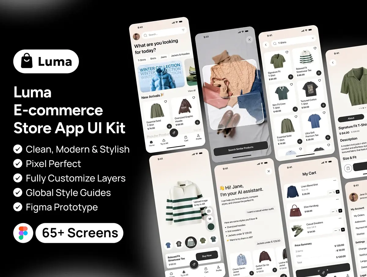 现代电子商务移动应用界面套件 Luma – Modern E-commerce Mobile App UI Kit