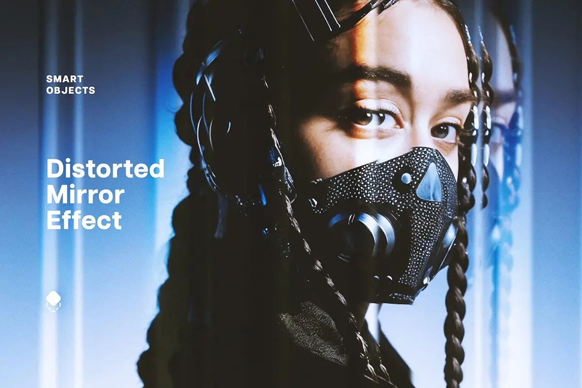 镜像棱柱扭曲变形折射光照片滤镜ps特效样机素材模板 Distorted Mirror Photo Effect