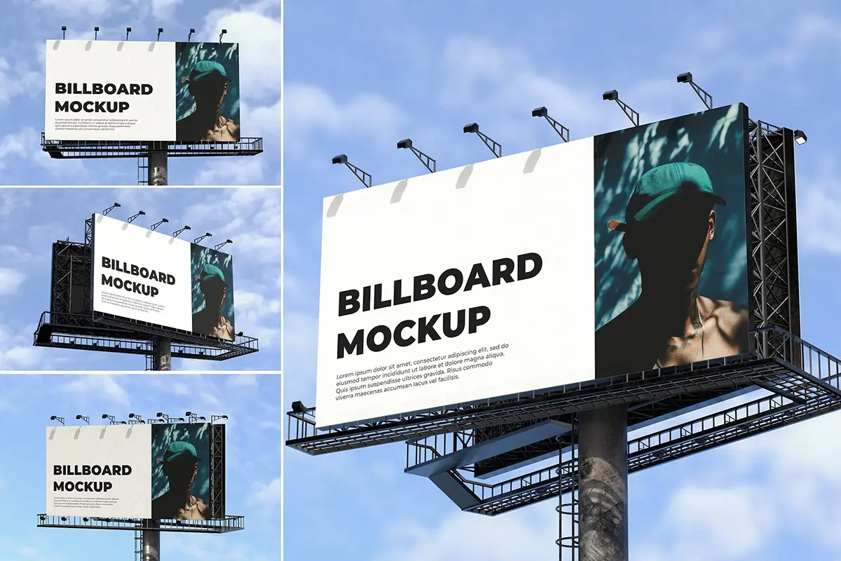 户外巨幅宽体高炮广告样机展示素材 Billboard Mockup