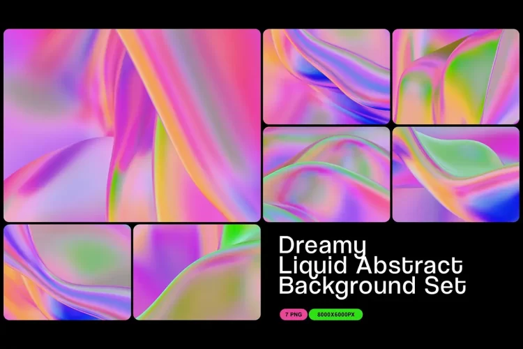 未来美学梦幻液体抽象多彩渐变海报广告背景图片设计素材 Dreamy Liquid Abstract Background Set