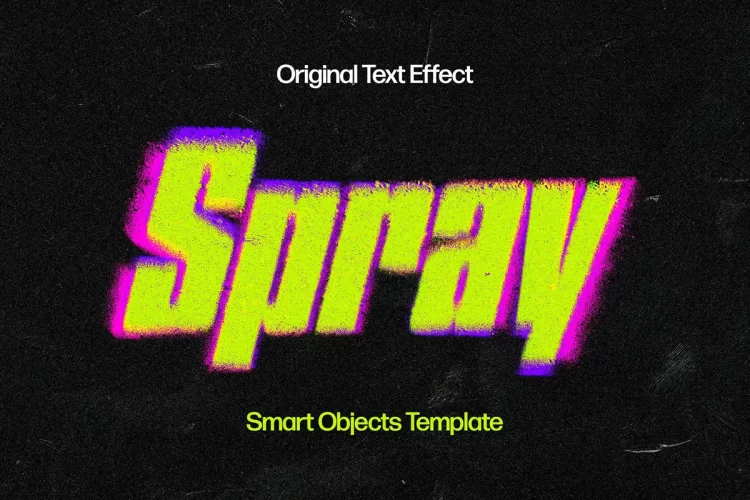 颓废摇滚彩色喷绘喷漆涂鸦文字母ps特效样机模板 Color Spray Text Effect