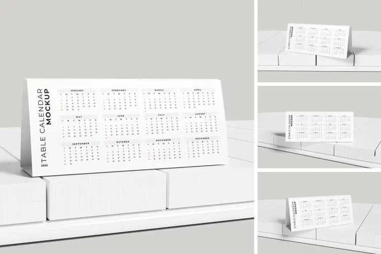 折叠式日历月历模型展示设计贴图ps样机素材模板 High Quality Calendar Mockup