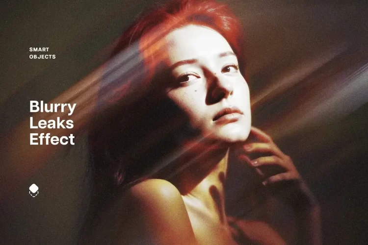 梦幻光线光晕模糊泄漏光照片滤镜ps特效样机模板 Blurry Leaks Photo Effect