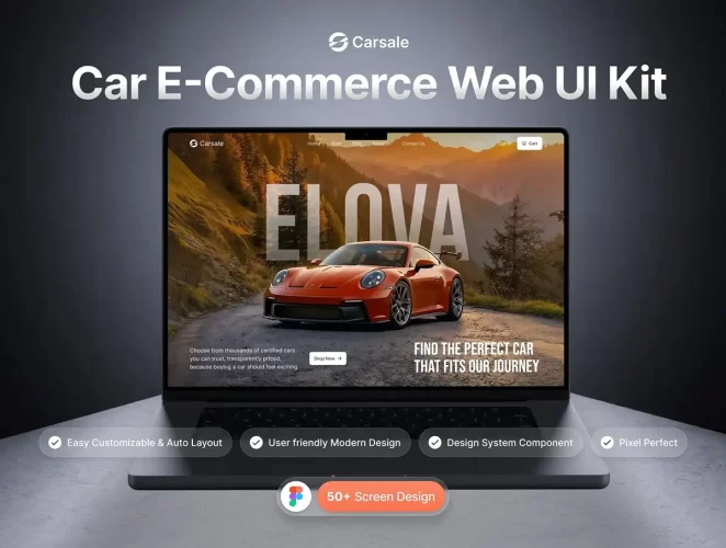 简洁实用的汽车电商用户界面商务网站 UI 套件 Carsale – Car E Commerce Website UI Kit
