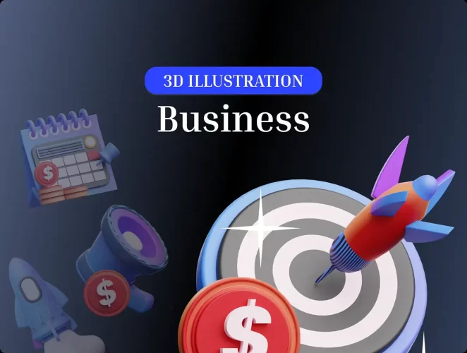 趣味3D商业金融市场业务数据分析插图插画png免抠图片素材 Premium Business 3D Illustration