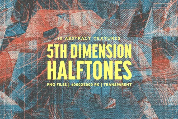 10款超现实主义未来科幻抽象艺术半调肌理背景png免抠图片素材 5th Dimension Halftones