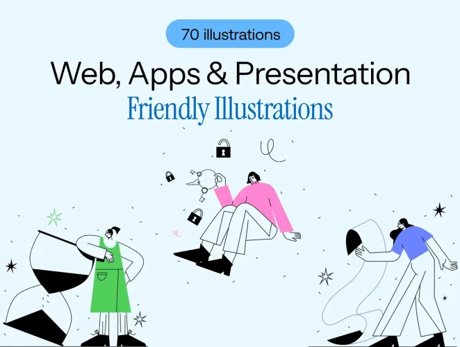 70 个适合 Web 应用的现代插画 70 Modern Web-App Friendly Illustration