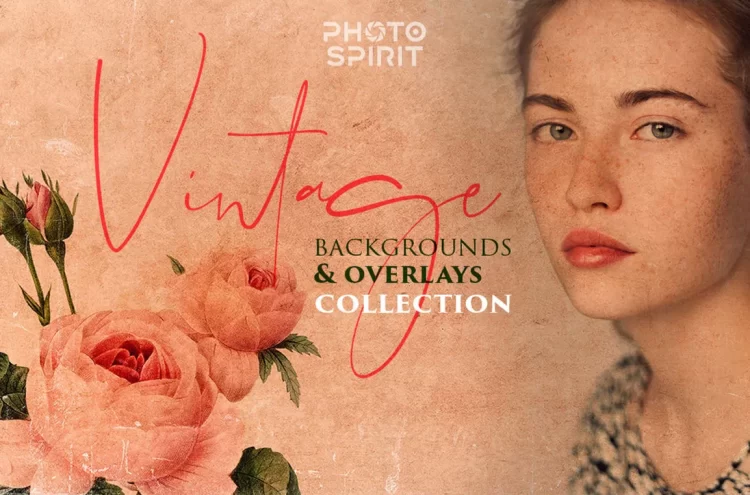 50款复古艺术植物花卉手账装饰边框肌理背景叠加图片设计素材 Vintage Backgrounds & Overlays