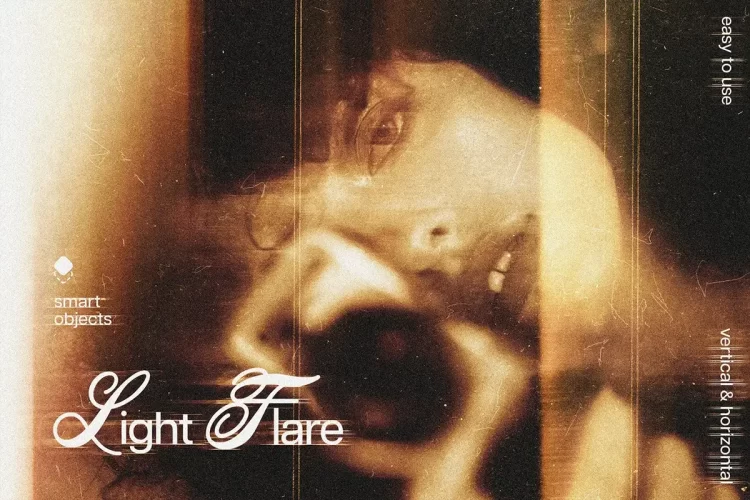 复古梦幻老照片光线泄露光晕颗粒纹理照片后期滤镜ps特效样机素材模板 Light Flare Photo Effect