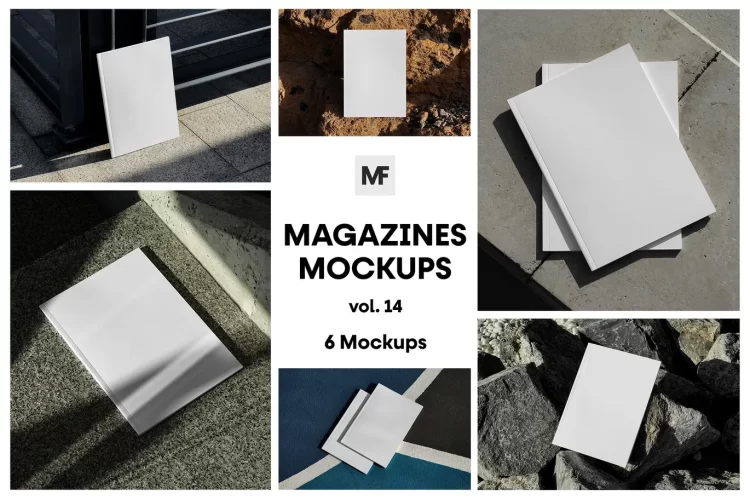 6款杂志封面模型展示设计贴图ps样机素材模板 Magazine Cover Mockups vol.14
