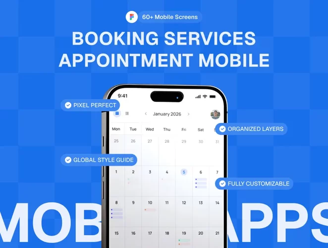 高品质预订服务预约日历日程安排移动app套件 Calendr – Booking Service Appointment Calendar Mobile Kit