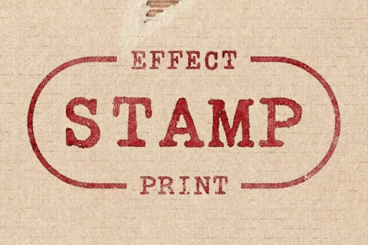 复古破损工艺纸标识文字母印章打印扫描效果ps特效样机素材模板 Stamp Print Text & Logo Effect