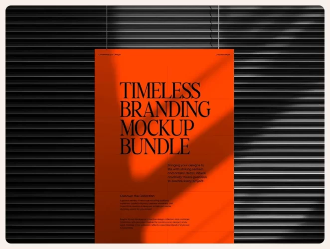10款工业风广告牌海报胸卡工作证名片封面帆布包设计作品集ps样机 Timeless Branding Mockup Bundle
